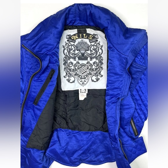 Nils Ski Jacket Womens 10 Vintage USA Full Zip Blue Belted Snowboard Coat - Picture 4 of 10